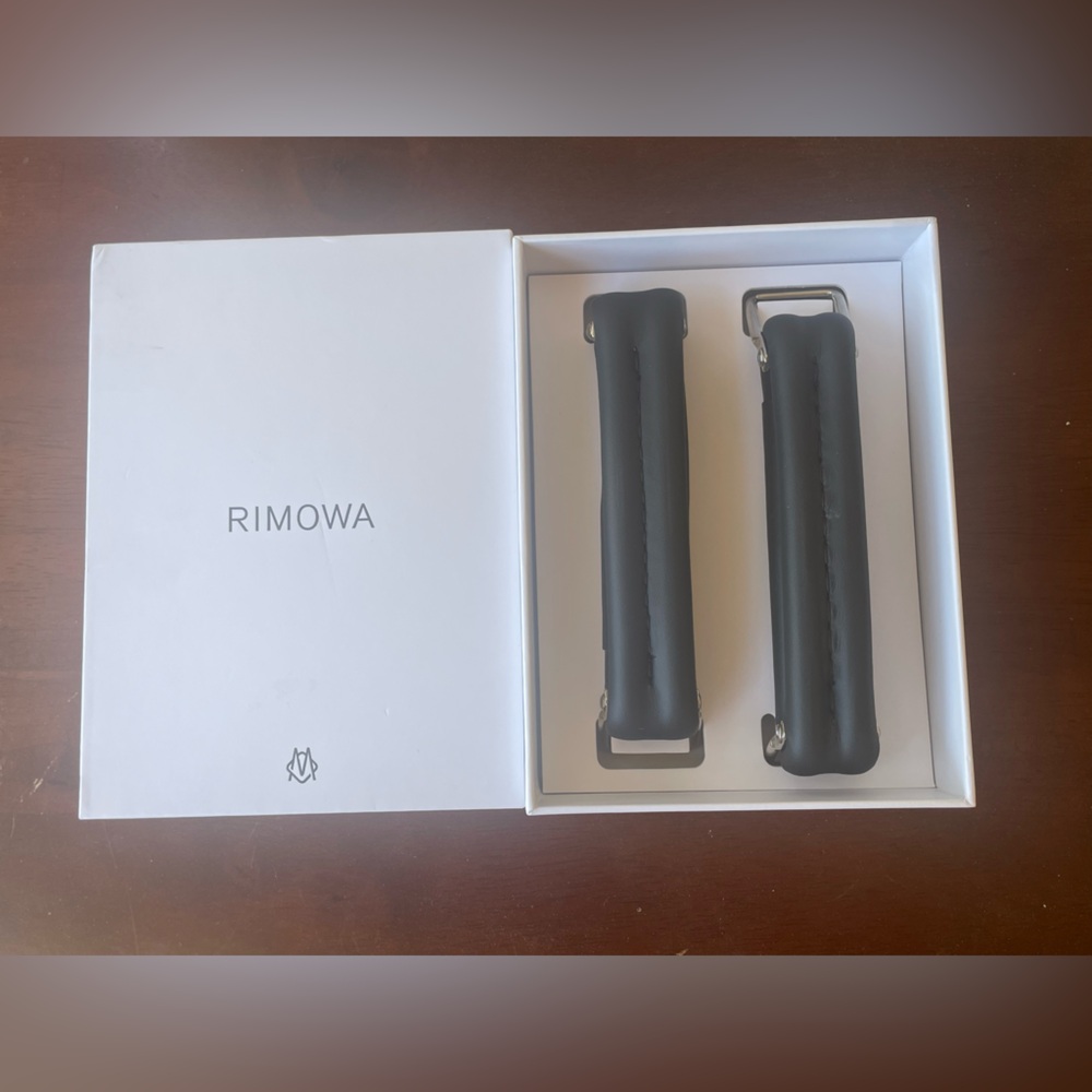 RIMOWA Black Leather Replacement Carry Handles with Metal Hardware